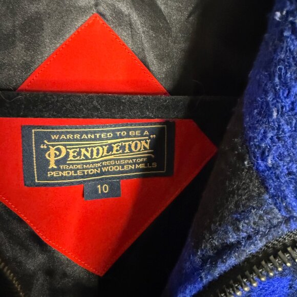 Pendleton Women's 10 Plaid Wool Blend Zip Up Winter Fall Coat Jacket Blue Black - Picture 4 of 6